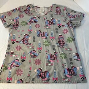 Disney Eeyore Winter Holiday Scrub Top Women's‎ Size Small